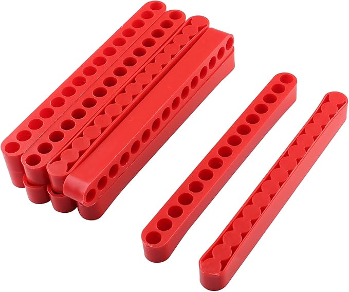 20Pcs 15 Holes Hex Shank Screwdriver Bit Holder, Plastic Screwdriver Head Storage Case, Drill Bit Storage Case, Screwdriver Head Holder Organizer Fit for 1/4 Inch Hex Shank, Red