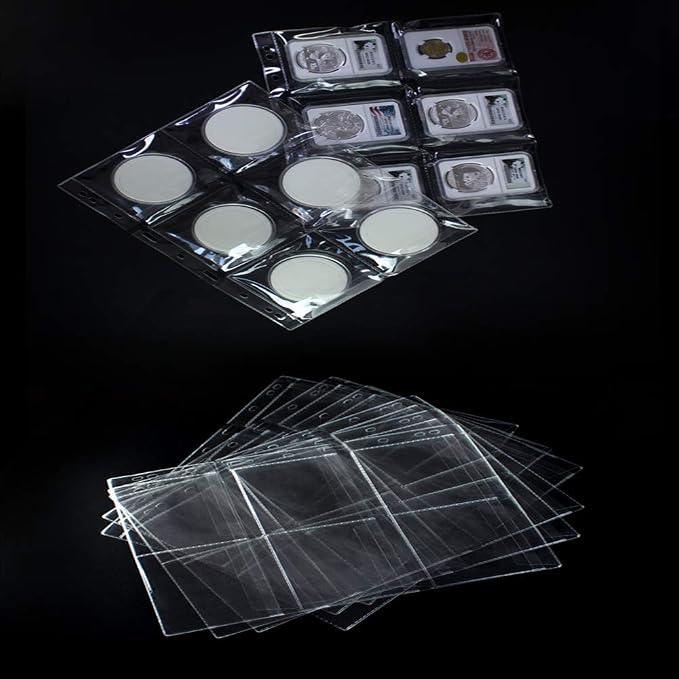 6 Pocket Coin Pages 10 Sheets Plastic Coin Holders Stamp Collector Supplies | - Image 5