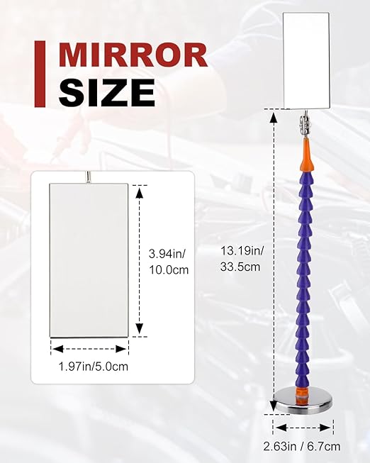 Inspection Mirrors Welding Mechanic Mirror with Magnetic Base Adjustable Arm Machine Tool for Technicians Auto Mechanics for Use in Confined Spaces