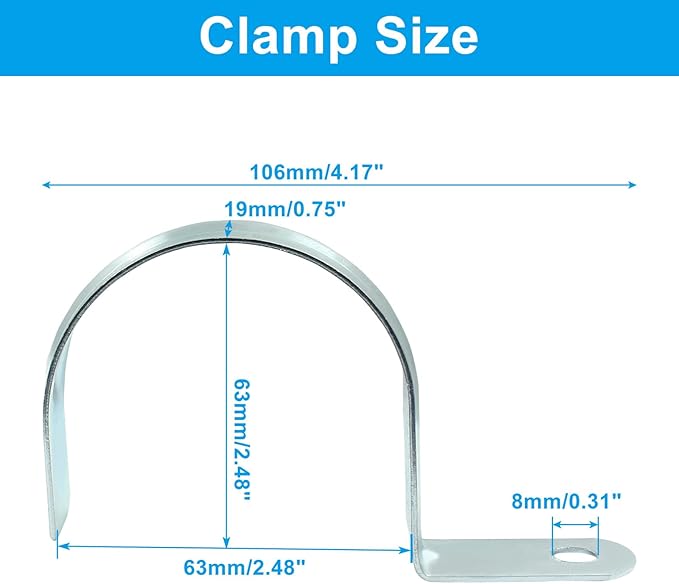 Biaungdo 12 Pcs M63 Rigid Pipe Strap, 2-1/2 Inch Zinc Plated Steel One Hole Strap Bracket Pipe Clamps Heavy Duty Conduit Clamps Tension Tube Clip Cable Clamp Hanger for Conduit, Pipe Fixing