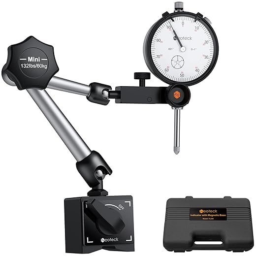 Neoteck Dial Indicator 0-1in/0.001in with 132lbs/60kg Magnetic Base,Imperial Dial Test Indicator Gauge Set with Storage Case for Lathe,3D Printer,CNC,Automobile,Laboratory