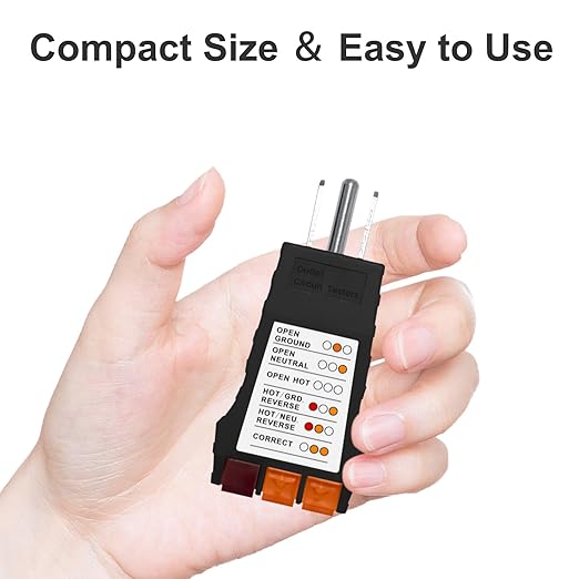 Outlet Tester, Circuit Tester for Grounding Products, AC Electrical Receptacle Tester for North American Outlets, Black