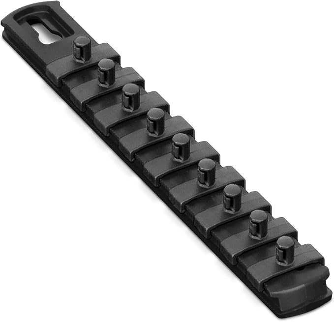 Ernst Manufacturing 8-Inch Magnetic Socket Organizer with 9 1/4-Inch Twist Lock Clips, Black (8426M-Black-1/4)