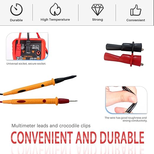 1000V 10A Multimeter Test Leads, Multimeter Leads+2pcs Alligator Clips, Test Probes Leads