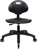 Chair Master Table Height Chair/Stool-Easy to Clean! Deluxe Ergonomic Polyurethane Chair. 5" of Height Adj (16.5"-21.5") 450 lb Capacity. Automotive, Lab, Garage, Home, Office (Rubber Roller, Black)