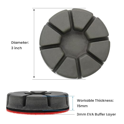 Diamond Floor Polishing Pucks for Terrazzo, Marble, Granite, Concrete Floor, 3 Inch 15mm Resin Bond Hook and Loop Polishing Pad, 50#, 3PCS