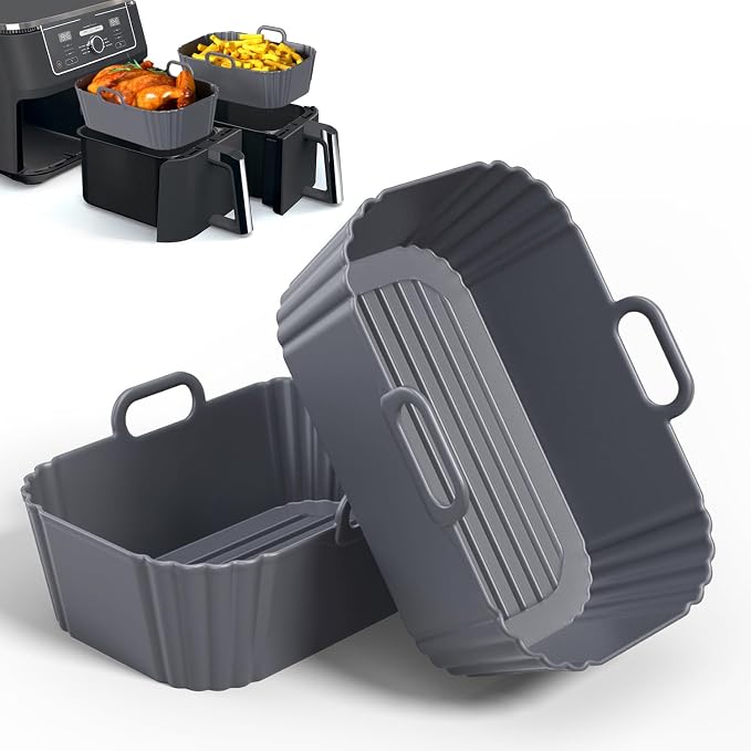 Silicone Air Fryer Liners 2 Pack, Reusable Compatible by PIINTAUR