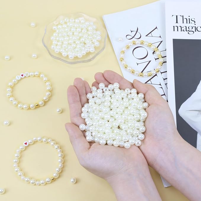 DUQGUHO 8mm Pearls for Crafting Pearl Beads for Jewelry Making Plastic Beads - Image 5