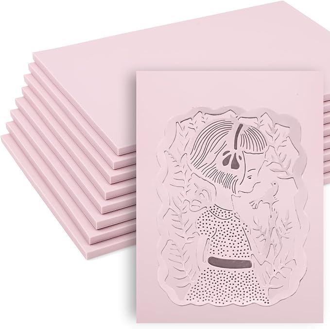 8 Pack 8"x6" Pale Pink Linoleum Blocks by WSICSE