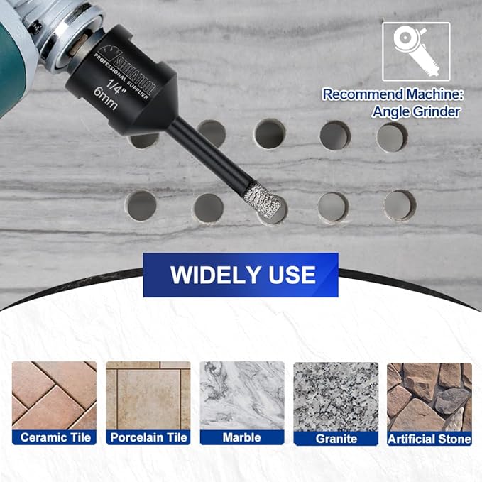 SHDIATOOL Diamond Core Drill Bits 2PCS 3/8 Inch for Porcelain Ceramic Tile Marble Brick Vacuum Brazed Hole Saw 10mm