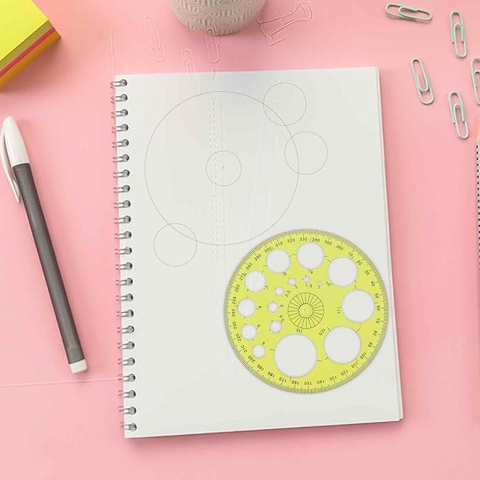 Circle Template 360° Protractor Round Stencil, Plastic Circle Ruler - Image 6
