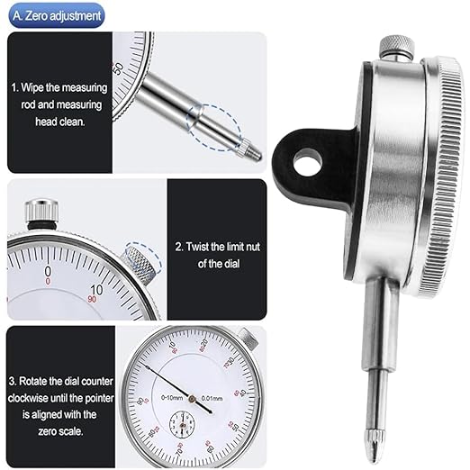 Dial Indicator Gauge 0-10mm Meter Precise 0.01mm Resolution Indicator Gauge Mesure Instrument Tool Micrometer Measuring Probes Tools