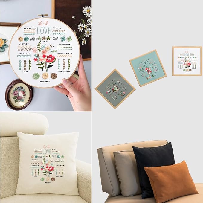COCOMOX 3 Sets Embroidery Kit for Beginners Adults, Needlepoint Cross Stitch - Image 3