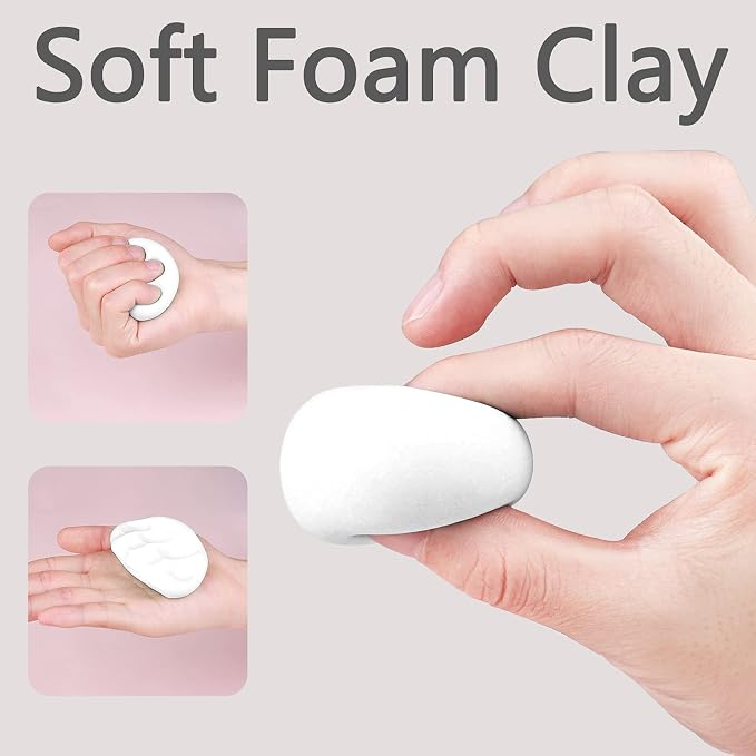 Cutedeer White Air Dry Clay, 1.1lb Foam Modeling Clay, Soft Squishy Molding - Image 2