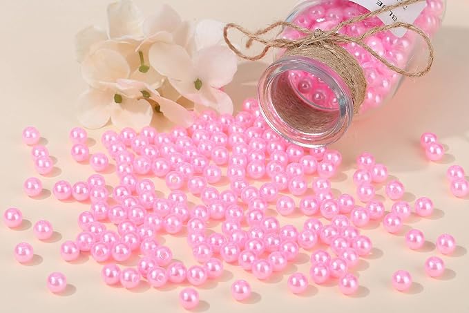 DUQGUHO Pink Pearl Beads for Crafts 8mm Plastic Pearl Beads - Image 3