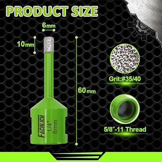 Diamond Core Drill Bits,2pcs 3/8" 10mm Ceramic Tile Drill Bits Vacuum Brazed Diamond Hole Saw for Porcelain Tile,Granite,Marble,Concrete,Masonry,Brick