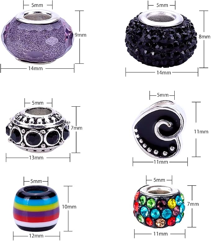 European Large Hole Spacer Charm Beads - Image 3