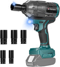 Cordless Impact Wrench 1/2 For Makita 18V Battery,1500Nm/1106FT-LBS Brushless Impact Driver,4-Speed Impact Drill Gun Tool 2100 RPM High Torque With 5 Sockets for Automotive/Motorcycle Repair, DIY