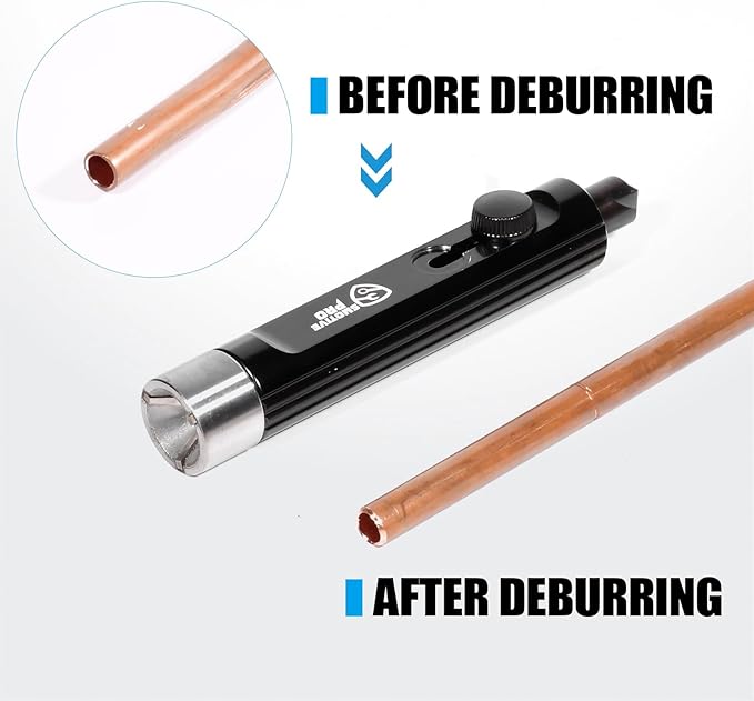 Dual-End Rimming & Deburring Tool, Internal & External Pipe Deburring Tool for 3/16" to 1/2" Tubing, Achieve Optimal Tubing Flaring for Brake/Copper/Hydraulic Lines