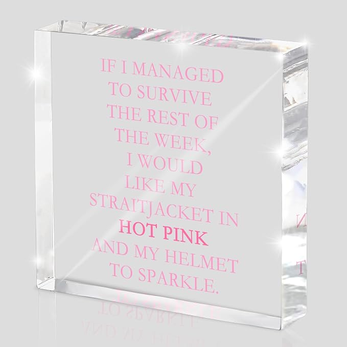 If I Survive This Week Hot Pink Straitjacket Desk Sign by MUZRUYOU