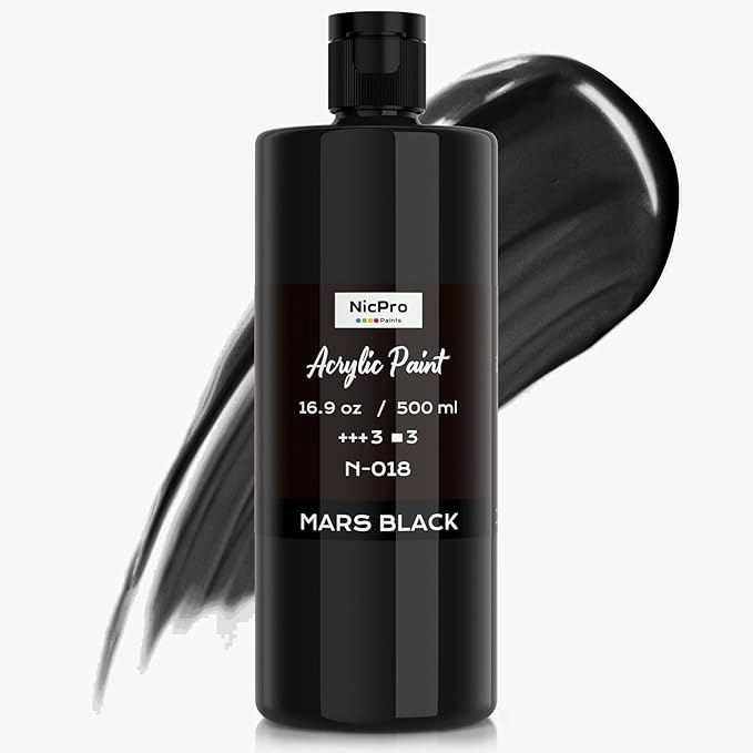 Nicpro Black Large Acrylic Paint, Rich Pigments, Non Toxic Craft Paint by Nicpro