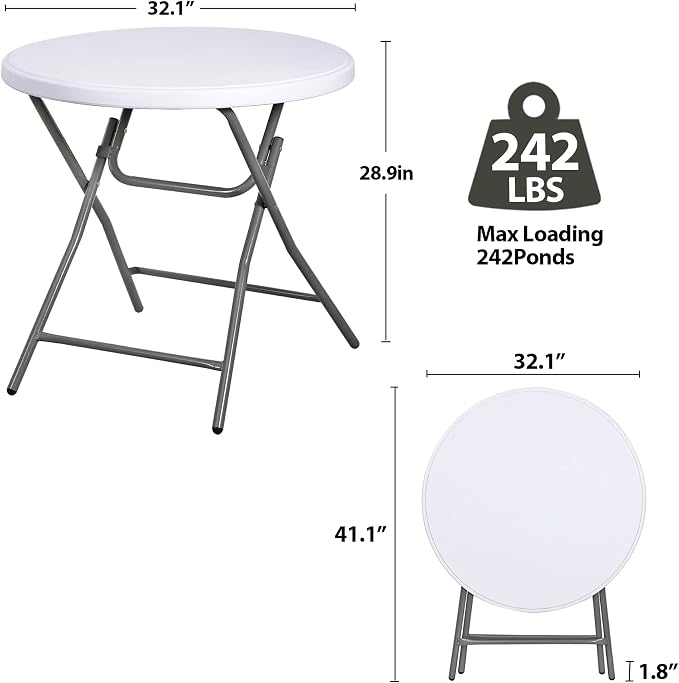 SUPER DEAL 32in Cocktail Table, Indoor Outdoor Portable High Top Table - Image 3