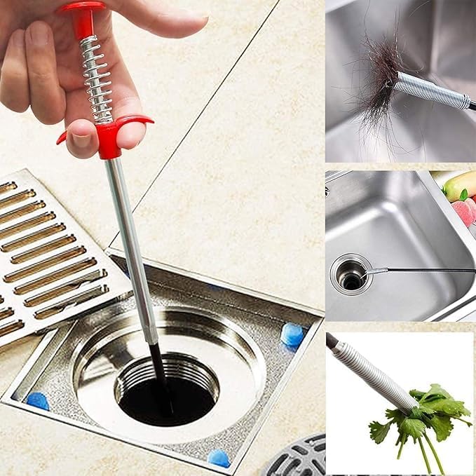 Drain Snake with Bendable Hose & 4 Claws - Flexible Hair Drain Clog Remover Tool for Sink, Toilet, Shower, and Tight Spaces, Grabber Claw Pick Up Reacher for Clogged Drains Cleaning (63in)