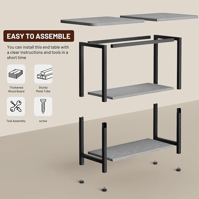 SLEEPING LAMB Side Table for Living Room, 3-Tier End Table for Small Space - Image 7