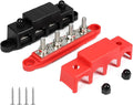 Heart Horse Power Distribution Block Bus Bar 5/16'' Terminal Stud 4 Post with Cover 250 Amp Rating for Marine Automotive and Solar Wiring RV Boat (250A, 5/16'', Red+Black)