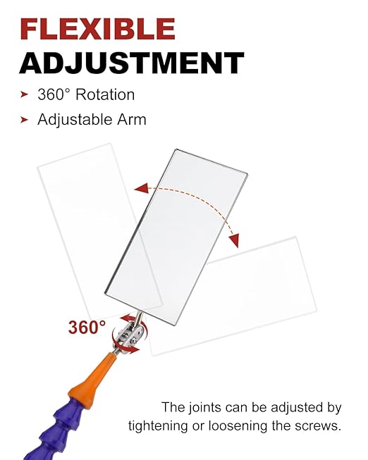 Inspection Mirrors Welding Mechanic Mirror with Magnetic Base Adjustable Arm Machine Tool for Technicians Auto Mechanics for Use in Confined Spaces