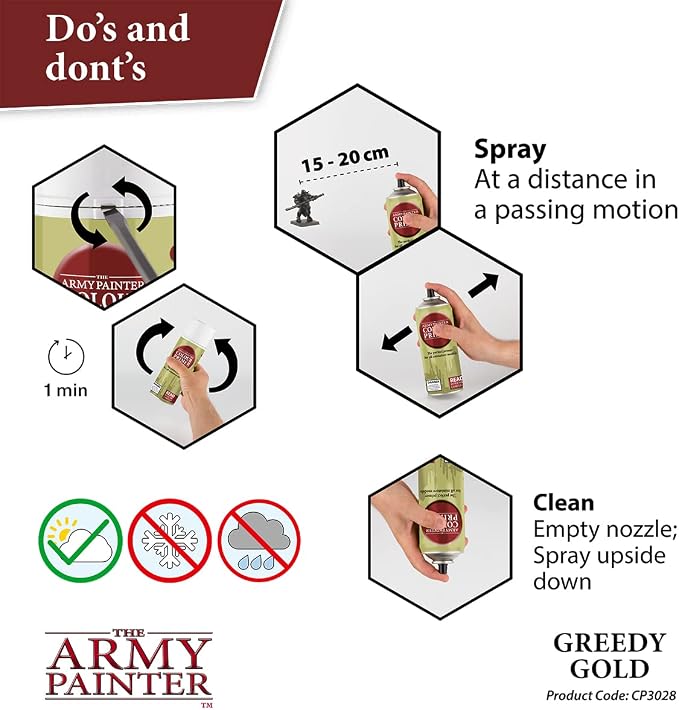 The Army Painter Colour Primer Greedy Gold, 400 mL Acrylic Spray Primer - Image 5