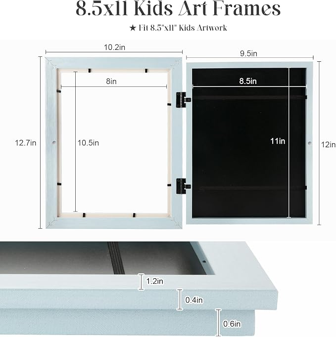 Kids Art Frames, 8.5x11 Front Opening Kids Artwork Frames Changeable, Light - Image 4