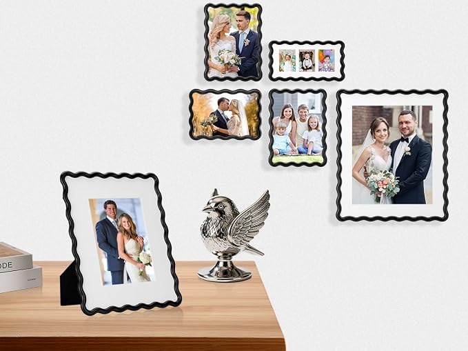 5x7'' Black Heavy Duty Photo Frame, Unique Wave Design High-End Zinc Alloy - Image 5