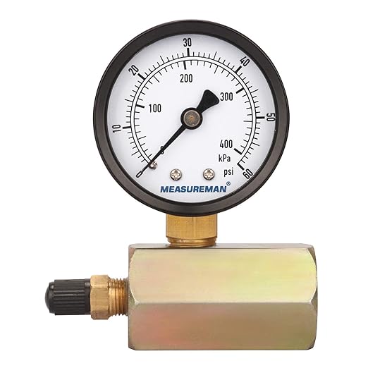 MEASUREMAN 2" Steel Gas Pressure Test Gauge Assembly, 3/4" FNPT Connection, 0-60Psi/kpa, +/-3-2-3% Accuracy