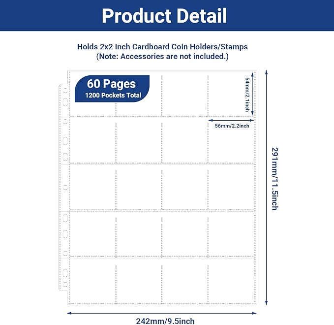 1200 Pockets Acid Free Coin Sleeves, Fit - Image 3