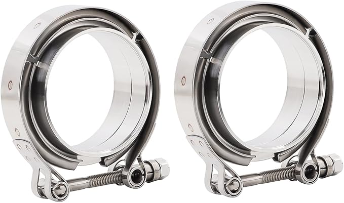 LokoCar 2.25 Inch V Band Clamp with Flange Male Female Stainless Steel 2Pcs
