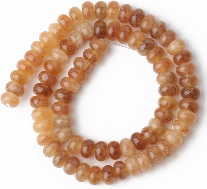 Songxi 5x8mm Natural Yellow Crystal Stone Rondelle Beads, Gemstone - Image 2