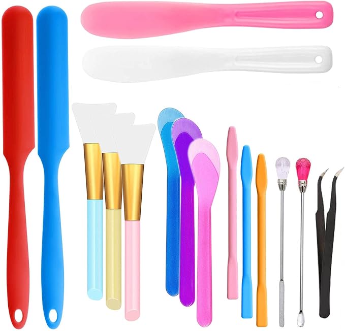Silicone Stir Sticks Kit 16Pcs, Silicone Epoxy Brush, Silicone Stirring Tool by EGOSKY