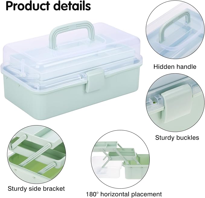 Tackle Box, Craft Organizers and Storage 3-Layer Portable Folding Toolbox - Image 3