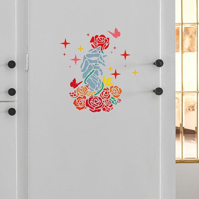 Skeleton Hand and Rose Wall Stencil - Image 5