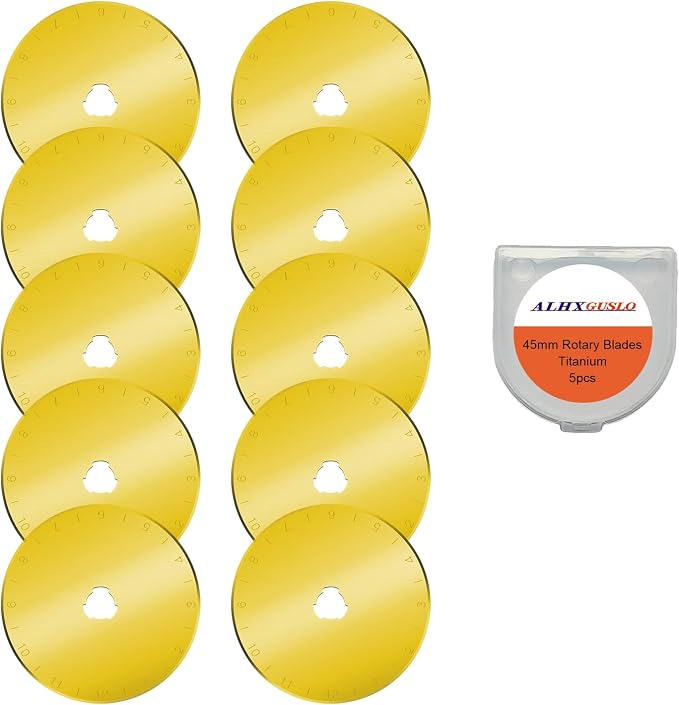45mm Rotary Cutter Blades 10-Pack Replacement Blades Fits Fiskars, OLFA by ALHXGUSLO