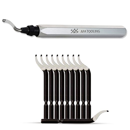 AFA Tooling - Deburring Tool with 11 High Speed Steel Swivel Blades - Works on Metal, Resin, PVC Pipes, Copper, Plastic and 3D Printed Edges - Plumbing & 3D Printing Burr Removal Reamer Tool