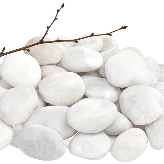 5 lb Natural Polished White Pebbles, 1-2 Inch Decorative White Rocks by RUOJAS