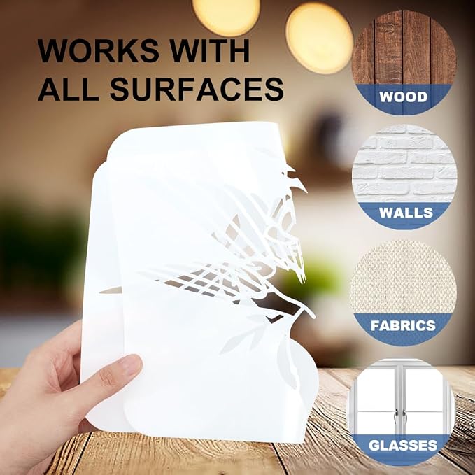 MAYJOYDIY 4Pcs A4 Size Abstract Faces Paterrn Stencil Grotesque Geometric Face - Image 3