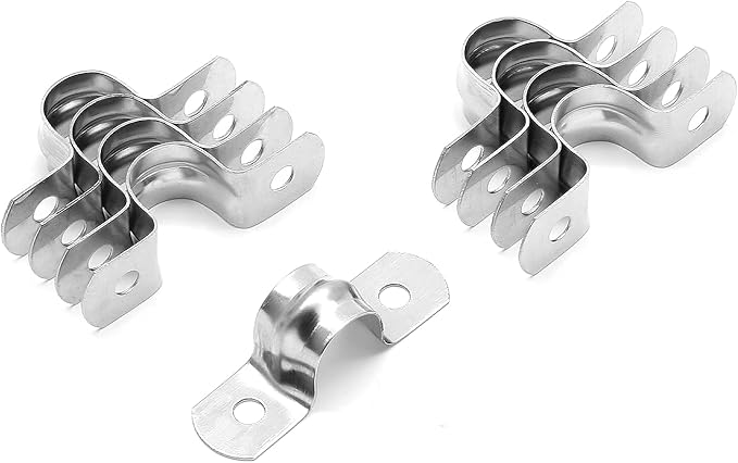 20Pcs 3/4 Inch Stainless Steel Conduit Clamps, Two Hole Strap U Bracket Rigid Pipe Strap Metal U Clamp Conduit Strap Tension Clips U-tube Clamp Heavy Duty