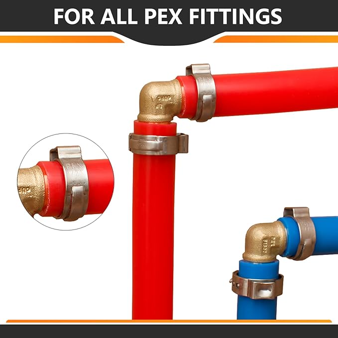 100-PCs HeSun 1/2 Inch PEX Crimp Ring, Premium 304 Stainless Steel Pex Cinch Clamp Ring(CLAMP016-100)