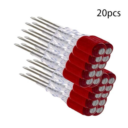 Fielect 20pcs Voltage Tester Voltage Detector Pen Circuit Tester Tool Steel Batch Slotted Test Pencil JRDB-859 AC/DC 100-500V Clear