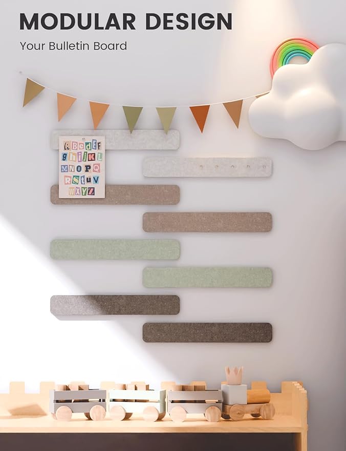 Fluxynara Cork Board Alternative Felt Strip Board 8-Pack 13"x2", Office Pin - Image 5