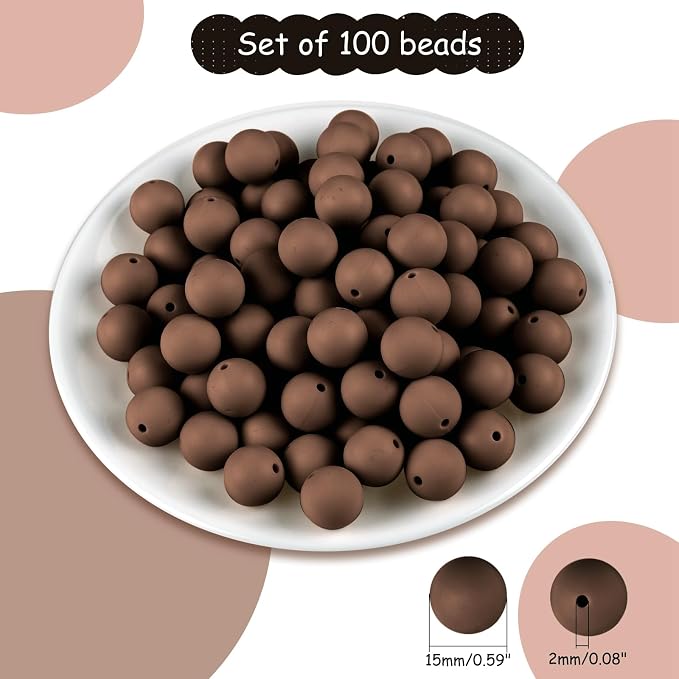 ASTARON 100 Pcs 15mm Silicone Beads - Image 2