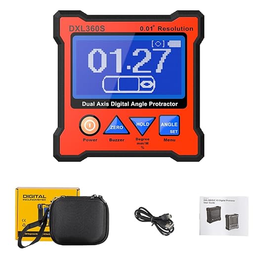Digital Protractor DXL360S GYRO + Gravity 2 in 1 Digital LCD Protractor Inclinometer Dual Axis Level Box 0.01°Resolution